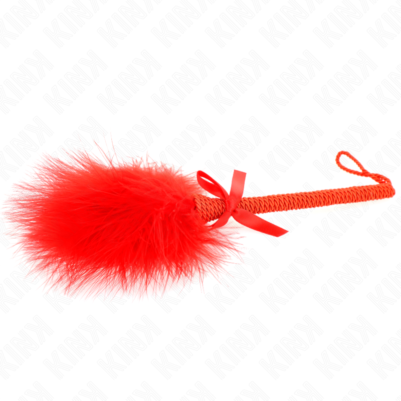 Baguette en corde de nylon à plumes et nœud rouge — KINK IMPACT & TOUCH