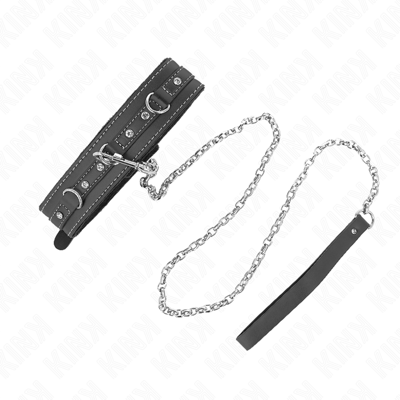 Collier en cuir PVC avec ceinture strass — KINK COLLAR & GAG