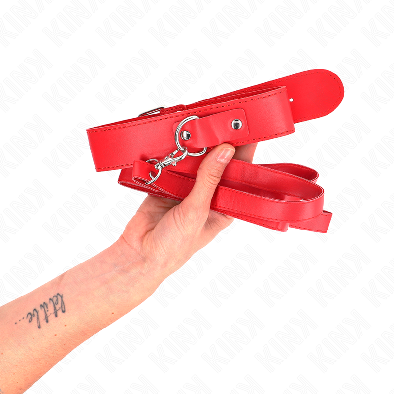 Conjunto de coleira e pulseira ajustáveis com trela — KINK COLLAR & GAG