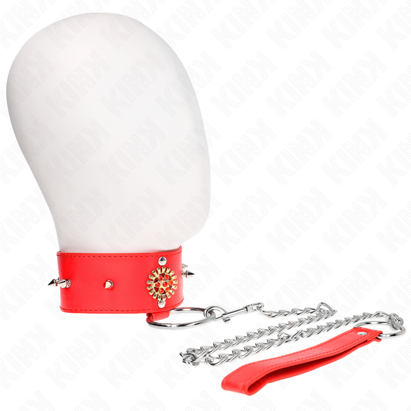 Collier ajustable rouge diamant avec laisse — KINK COLLAR & GAG