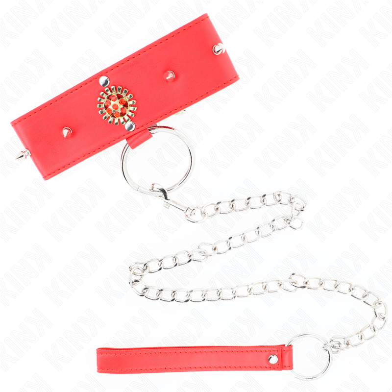 Collier ajustable rouge diamant avec laisse — KINK COLLAR & GAG