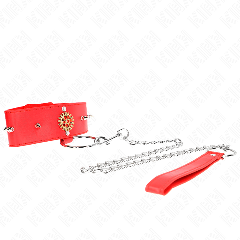 Collier ajustable rouge diamant avec laisse — KINK COLLAR & GAG