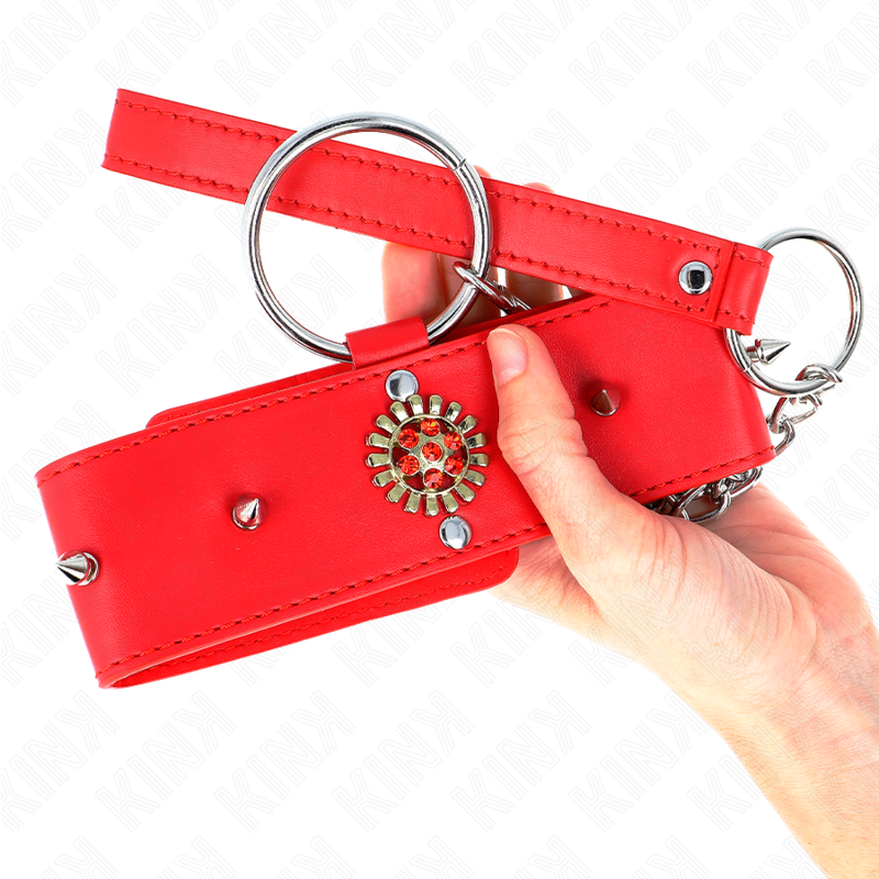 Collier ajustable rouge diamant avec laisse — KINK COLLAR & GAG