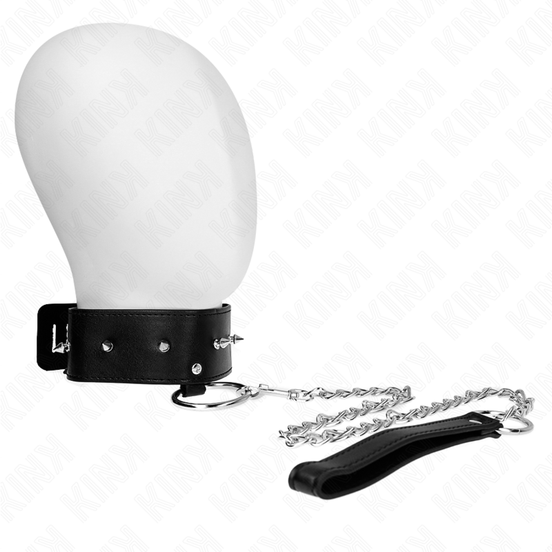 Collier avec laisse à clous argentés réglable — KINK COLLAR & GAG