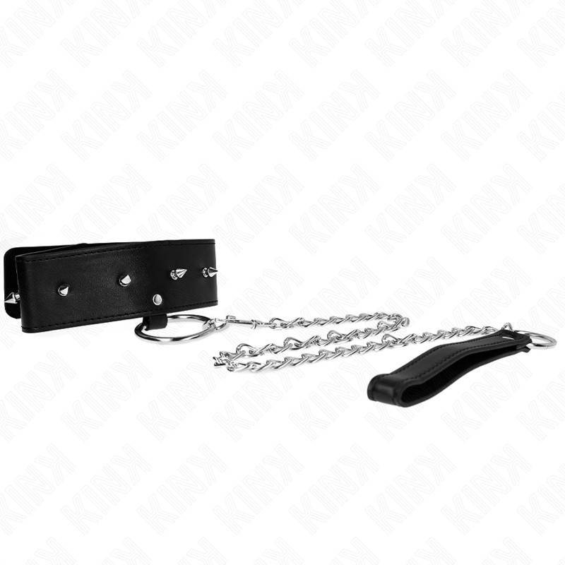 Collier avec laisse à clous argentés réglable — KINK COLLAR & GAG
