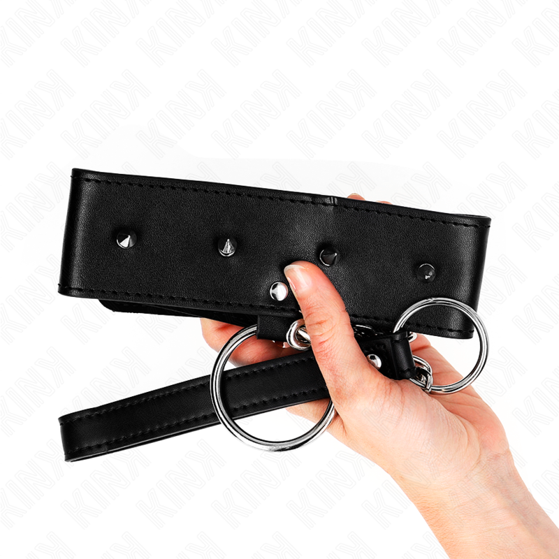 Collier avec laisse à clous argentés réglable — KINK COLLAR & GAG