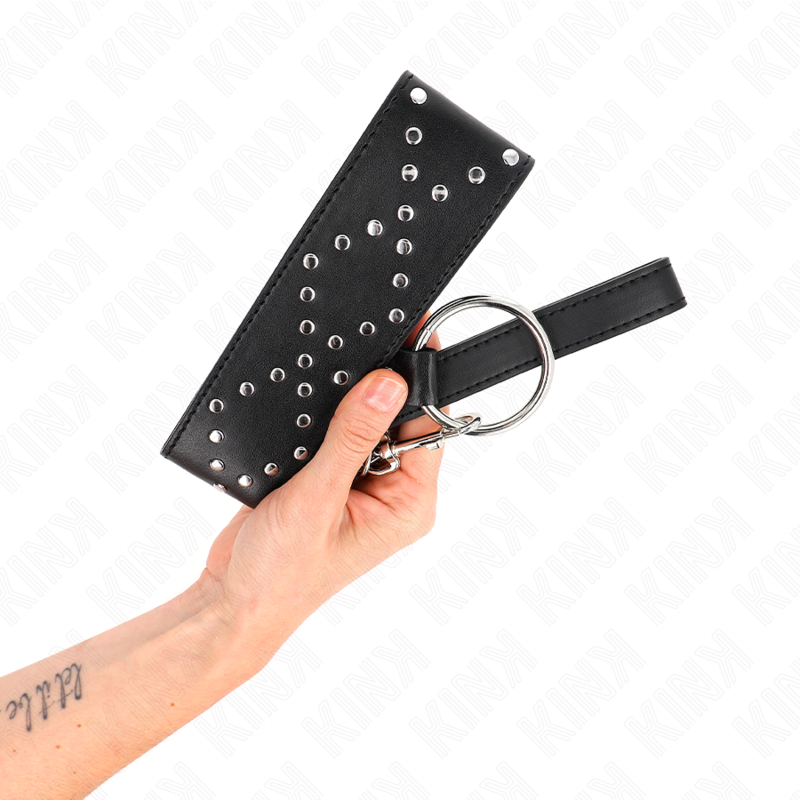 Collier de soumission réglable avec laisse et clous argentés — KINK COLLAR & GAG