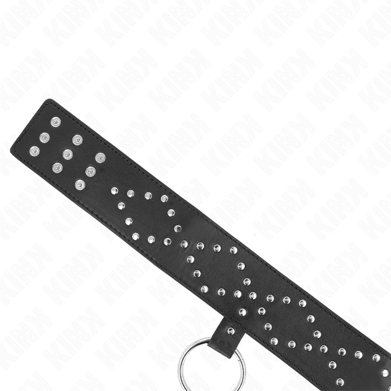 Collier de soumission réglable avec laisse et clous argentés — KINK COLLAR & GAG
