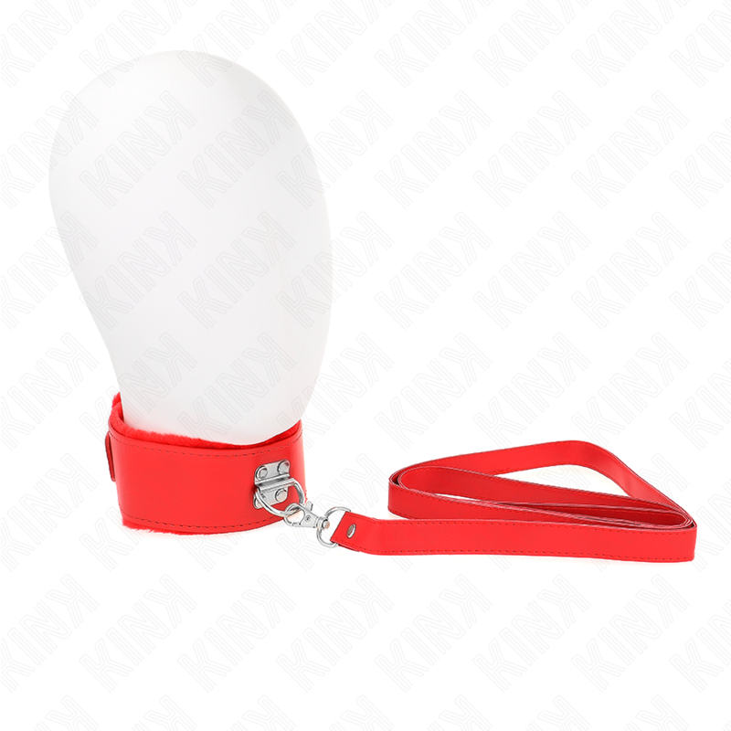 Collier de soumission laisse rouge clous argentés — KINK COLLAR & GAG
