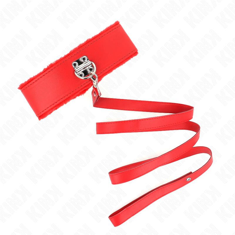 Collare di sottomissione rosso con borchie argentate e guinzaglio — KINK COLLAR & GAG