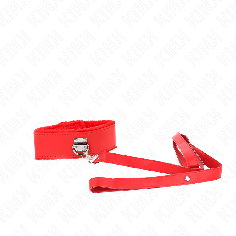 Collare di sottomissione rosso con borchie argentate e guinzaglio — KINK COLLAR & GAG