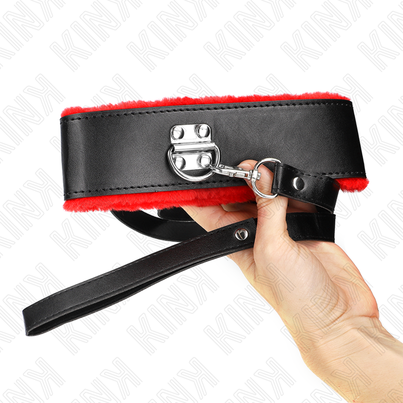 Juego de sumisión en cuero rojo ajustable: collar, cinturón y pulsera — KINK COLLAR & GAG
