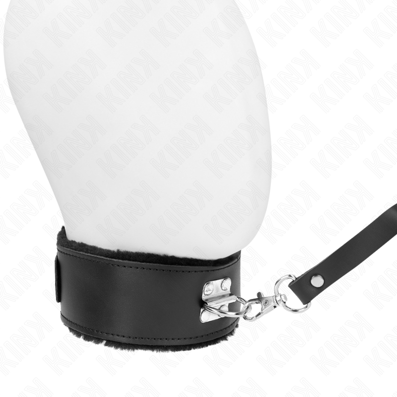 Conjunto de coleira, trela e pulseira de couro preto ajustável — KINK COLLAR & GAG