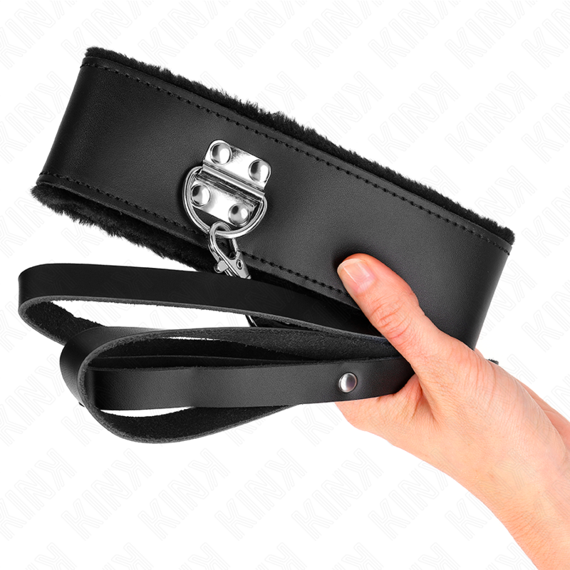 Conjunto de coleira, trela e pulseira de couro preto ajustável — KINK COLLAR & GAG