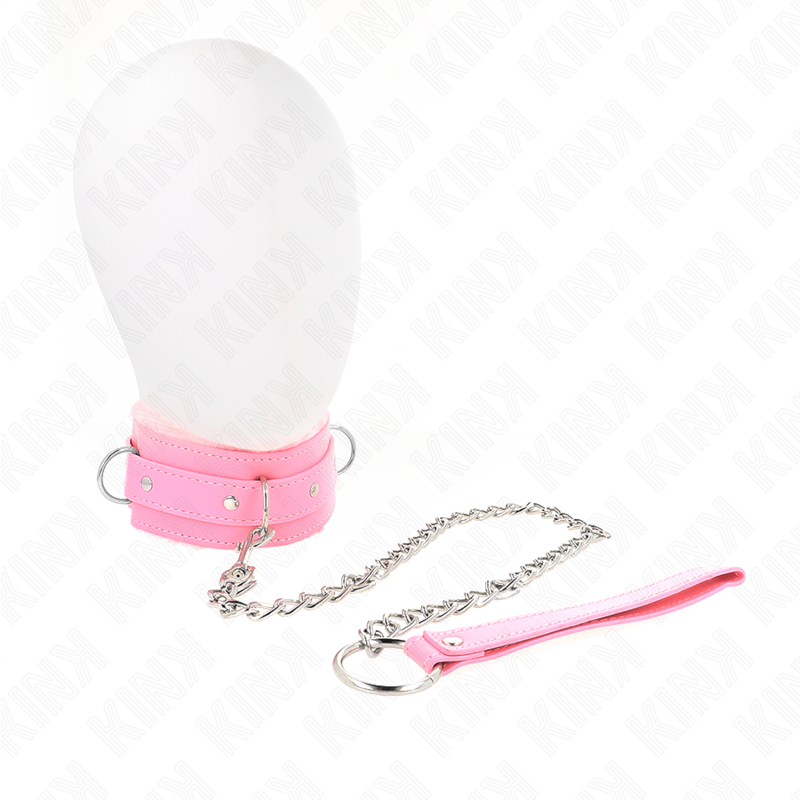 Collier de soumission avec laisse réglable rose — KINK COLLAR & GAG