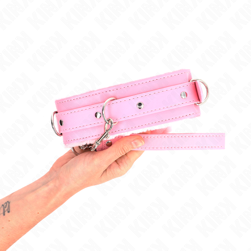 Collier de soumission avec laisse réglable rose — KINK COLLAR & GAG