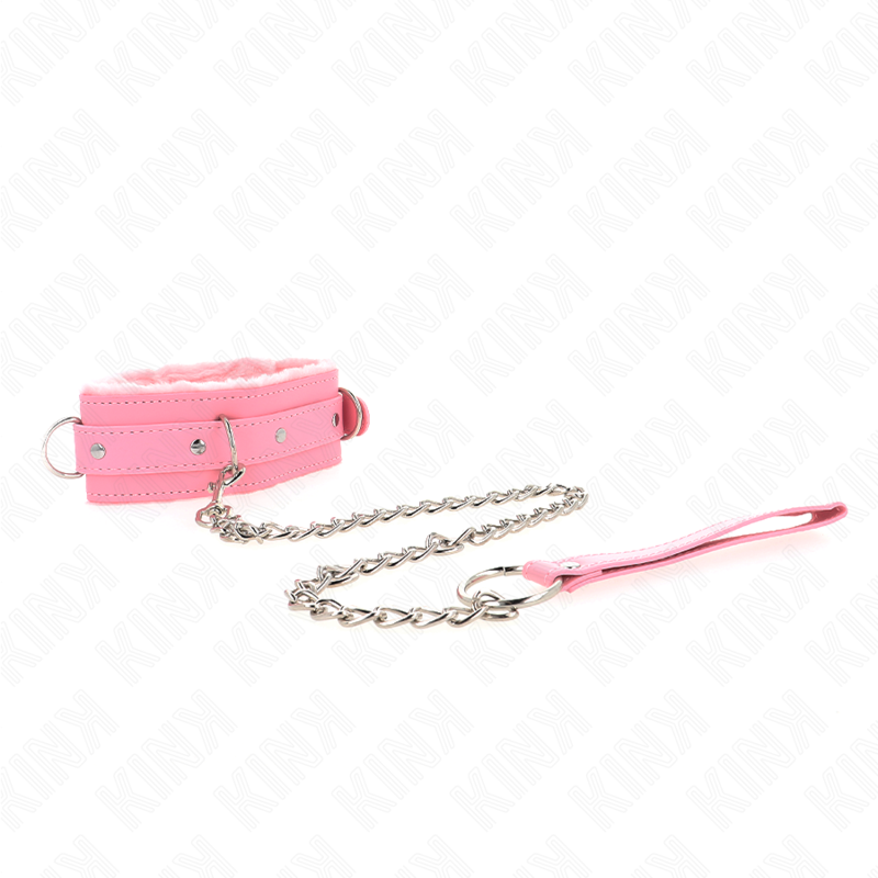 Collier de soumission avec laisse réglable rose — KINK COLLAR & GAG