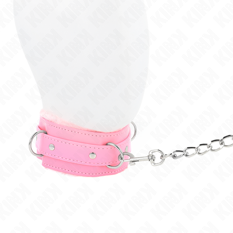 Collier de soumission avec laisse réglable rose — KINK COLLAR & GAG