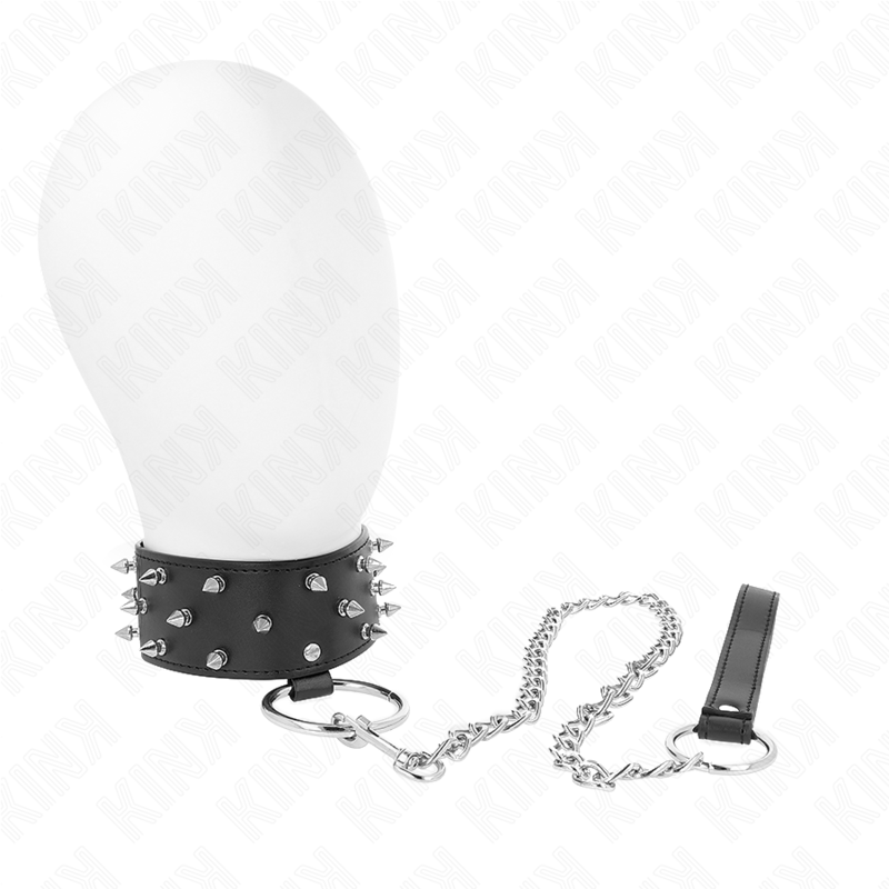 Collier de soumission avec laisse clouté argenté – KINK COLLAR & GAG