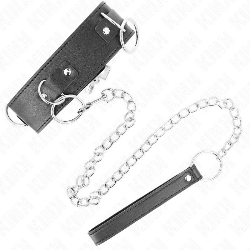 Collier de soumission avec laisse réglable 3 anneaux — KINK COLLAR & GAG