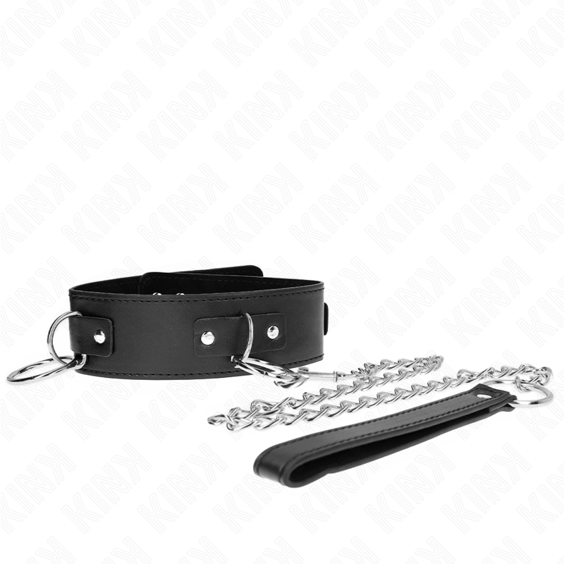 Collier de soumission avec laisse réglable 3 anneaux — KINK COLLAR & GAG
