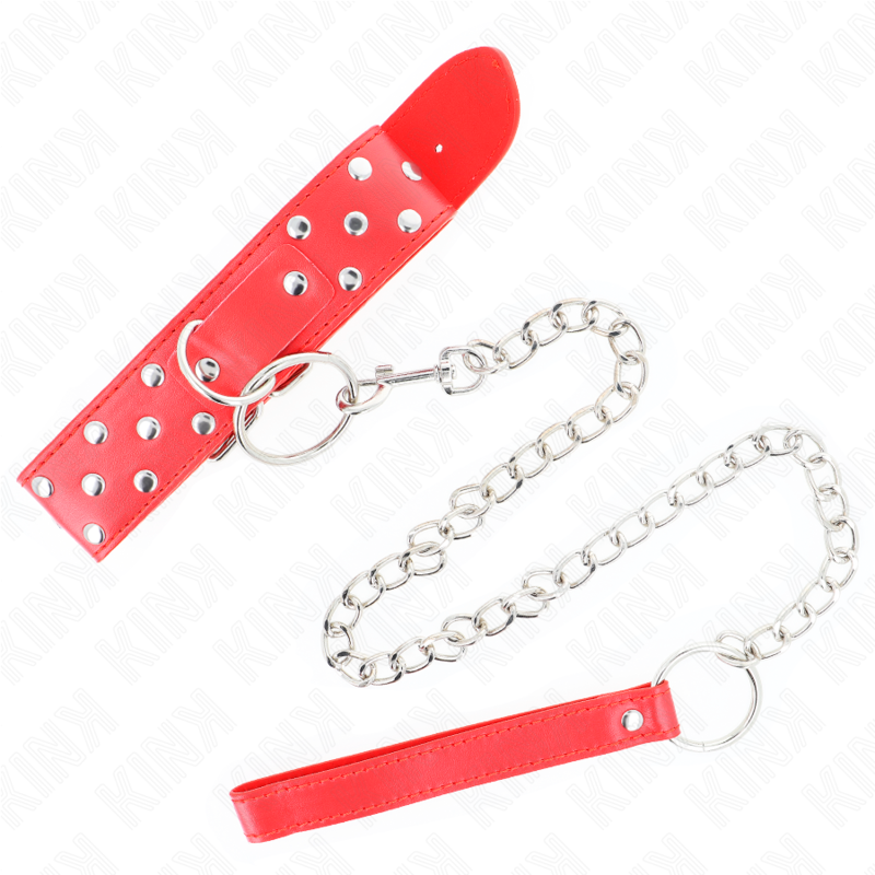 Coleira de submissão ajustável vermelha com argola e cinta — KINK COLLAR & GAG