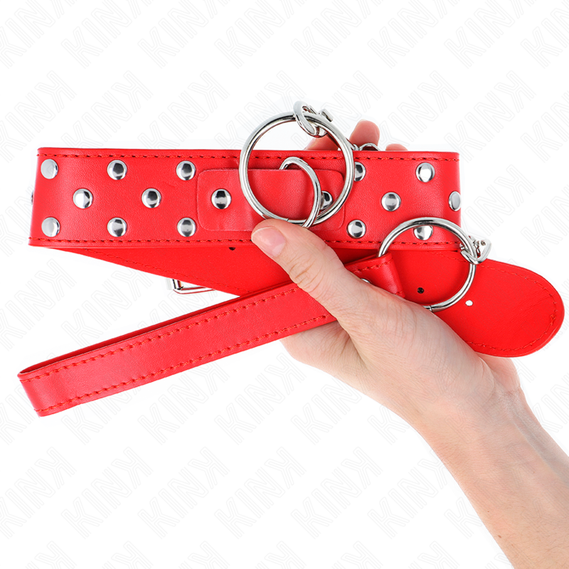 Coleira de submissão ajustável vermelha com argola e cinta — KINK COLLAR & GAG