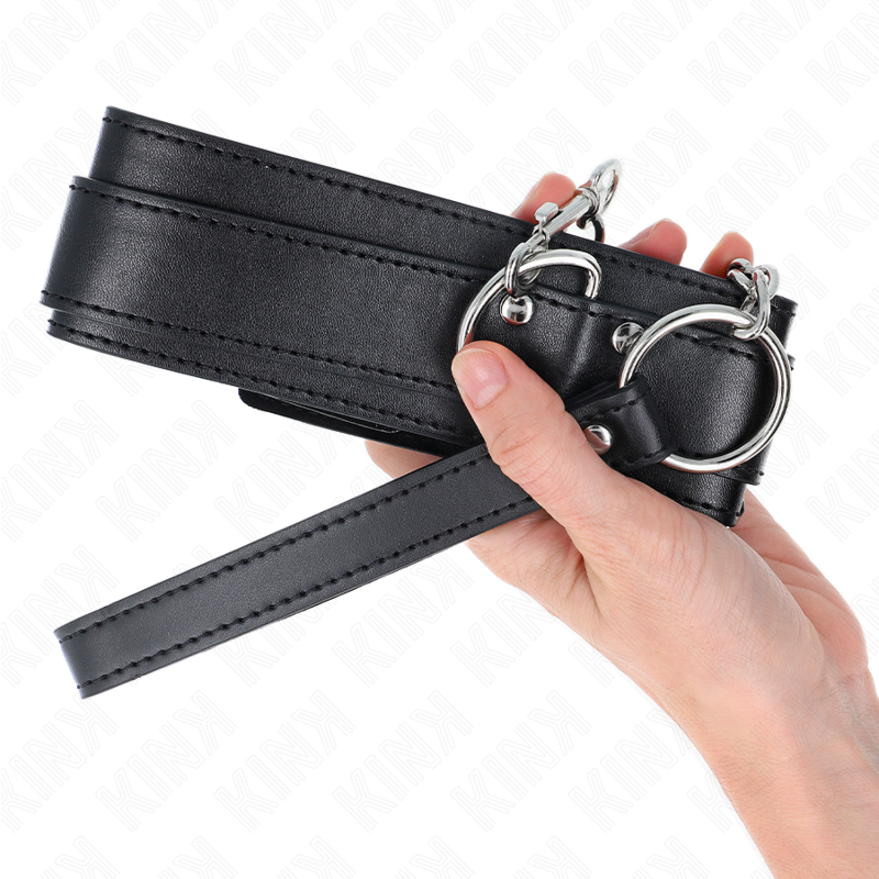 Satz aus Halsband und Armband für Unterwerfung mit Silber-Schnallen — KINK COLLAR & GAG