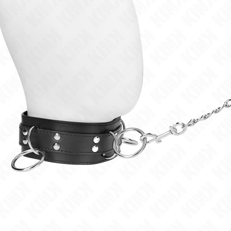 Collier de soumission trois anneaux avec sangle réglable — KINK COLLAR & GAG