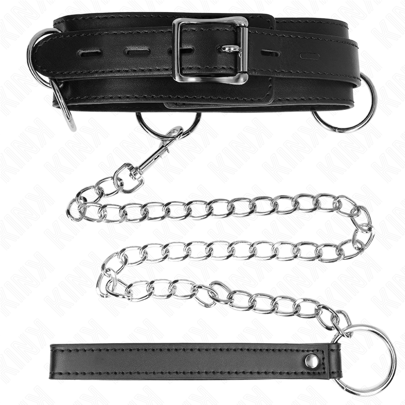Collier de soumission trois anneaux avec sangle réglable — KINK COLLAR & GAG