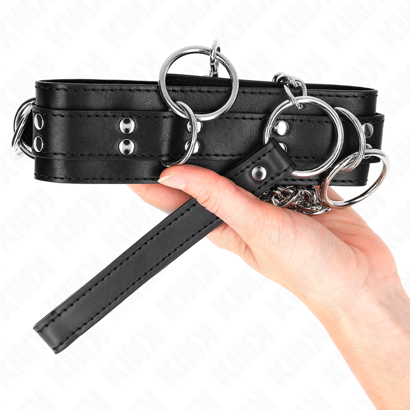 Collier de soumission trois anneaux avec sangle réglable — KINK COLLAR & GAG
