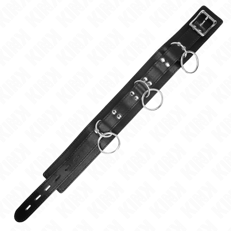 Collier de soumission trois anneaux avec sangle réglable — KINK COLLAR & GAG