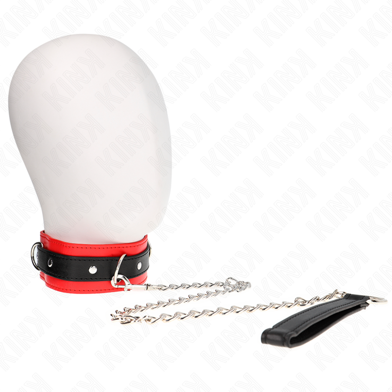 Collier de soumission avec laisse rouge 65 cm — KINK COLLAR & GAG