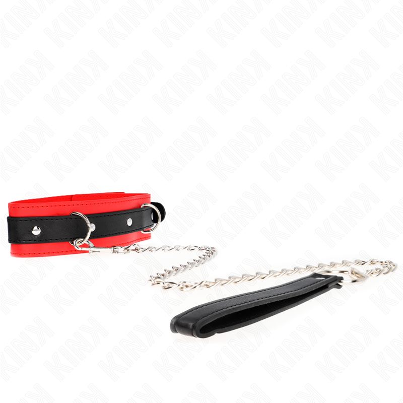 Collier de soumission avec laisse rouge 65 cm — KINK COLLAR & GAG