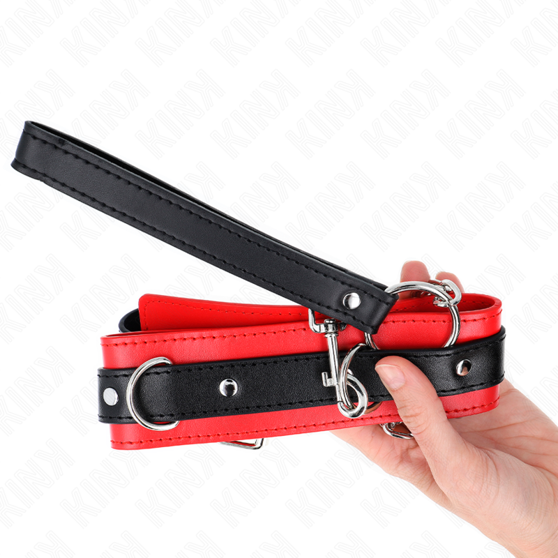 Collier de soumission avec laisse rouge 65 cm — KINK COLLAR & GAG