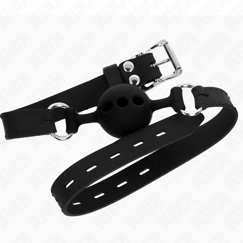 Bavaglio in silicone regolabile con sfera nera — KINK COLLAR & GAG