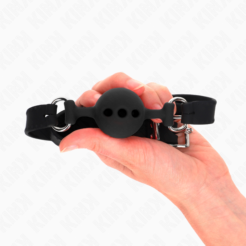 Bavaglio in silicone regolabile con sfera nera — KINK COLLAR & GAG