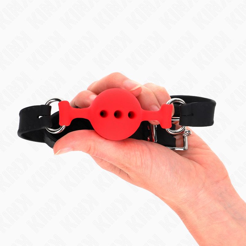 Bâillon boule en silicone rouge ajustable — KINK COLLAR & GAG