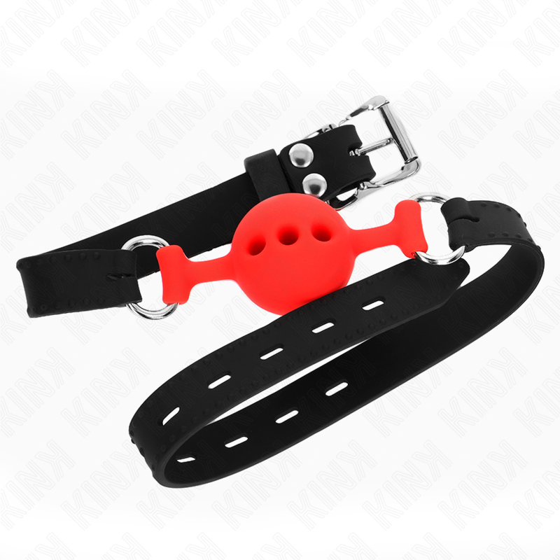 Bâillon boule en silicone rouge ajustable — KINK COLLAR & GAG