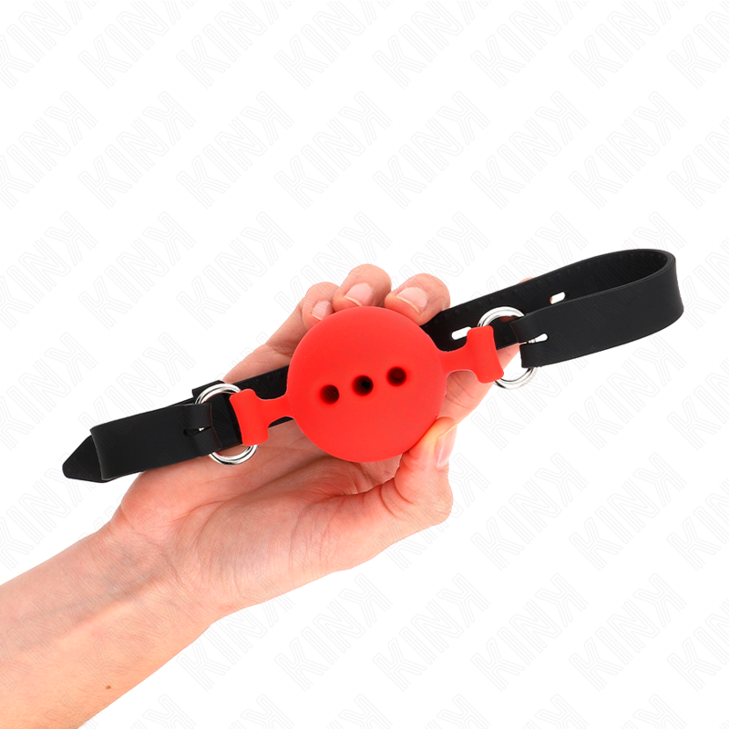 Bâillon à boule en silicone rouge taille L réglable — KINK COLLAR & GAG