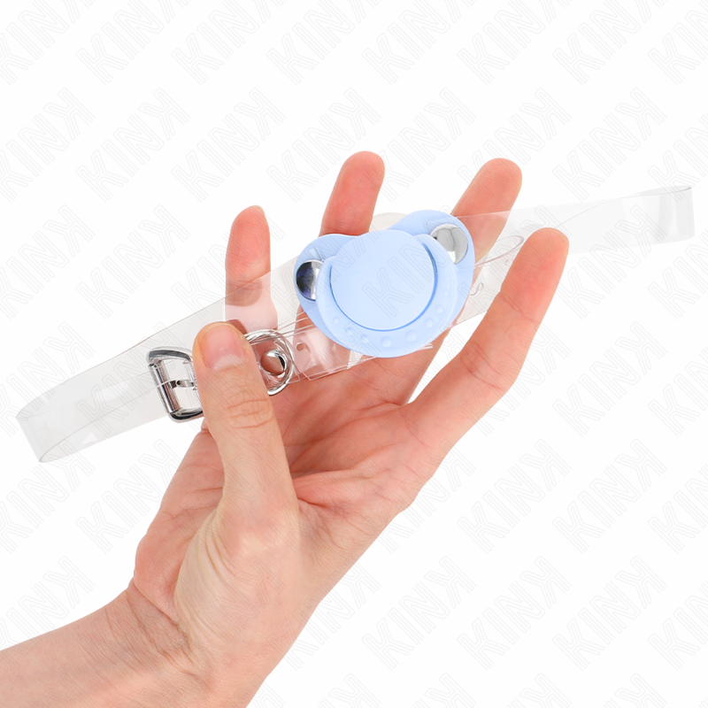 Gag sucette réglable en silicone bleu clair — KINK COLLAR & GAG