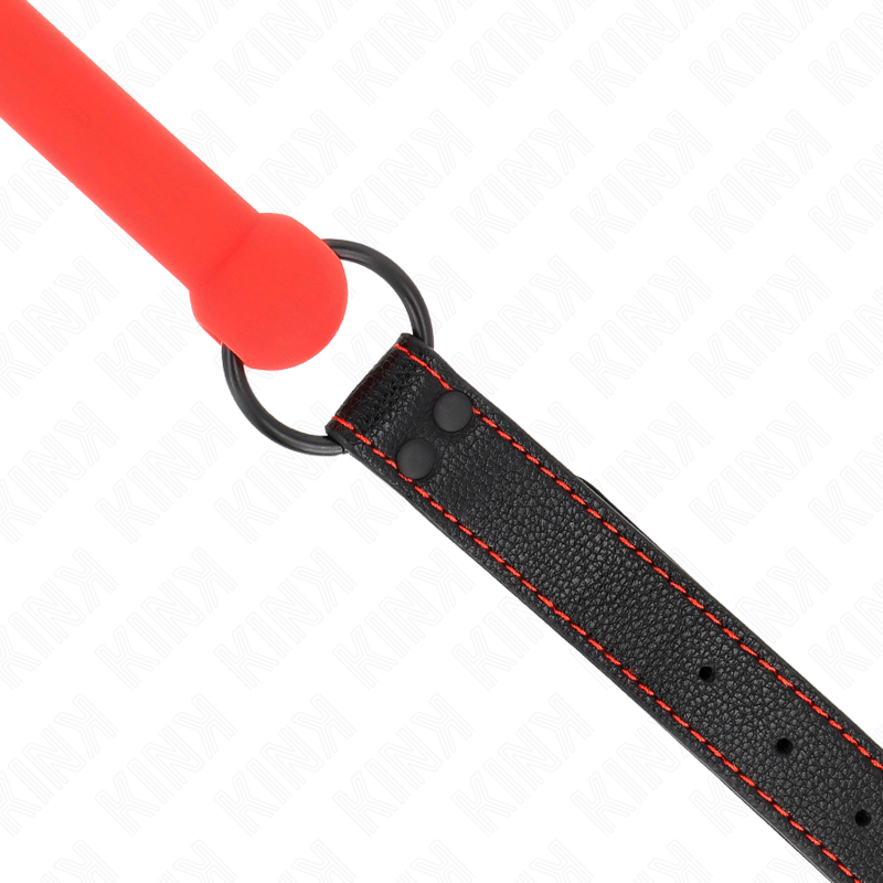 Gag bit en forme d'os avec sangle en cuirette rouge ajustable — KINK COLLAR & GAG