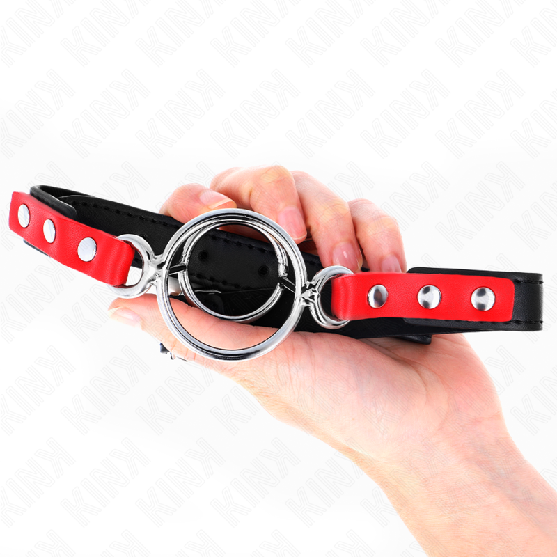 Gag de soumission multi-anneaux rouge — KINK COLLAR & GAG