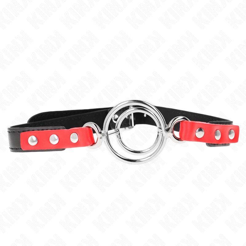 Gag de soumission multi-anneaux rouge — KINK COLLAR & GAG