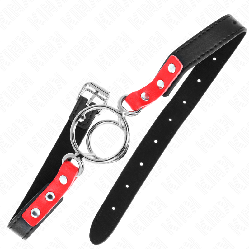 Gag de soumission multi-anneaux rouge — KINK COLLAR & GAG