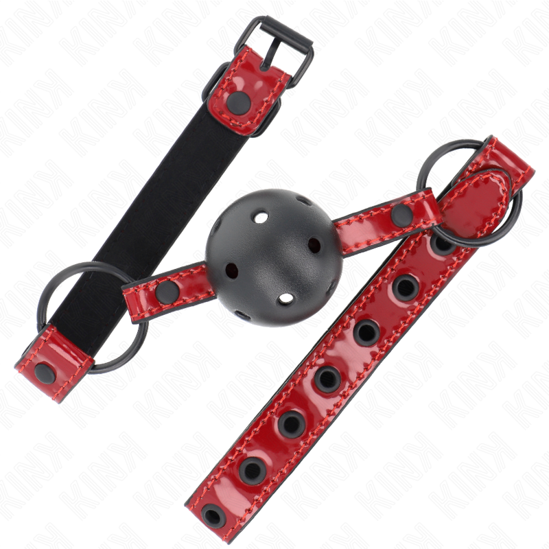 Boule de soumission en cuir brillant ajustable — KINK COLLAR & GAG