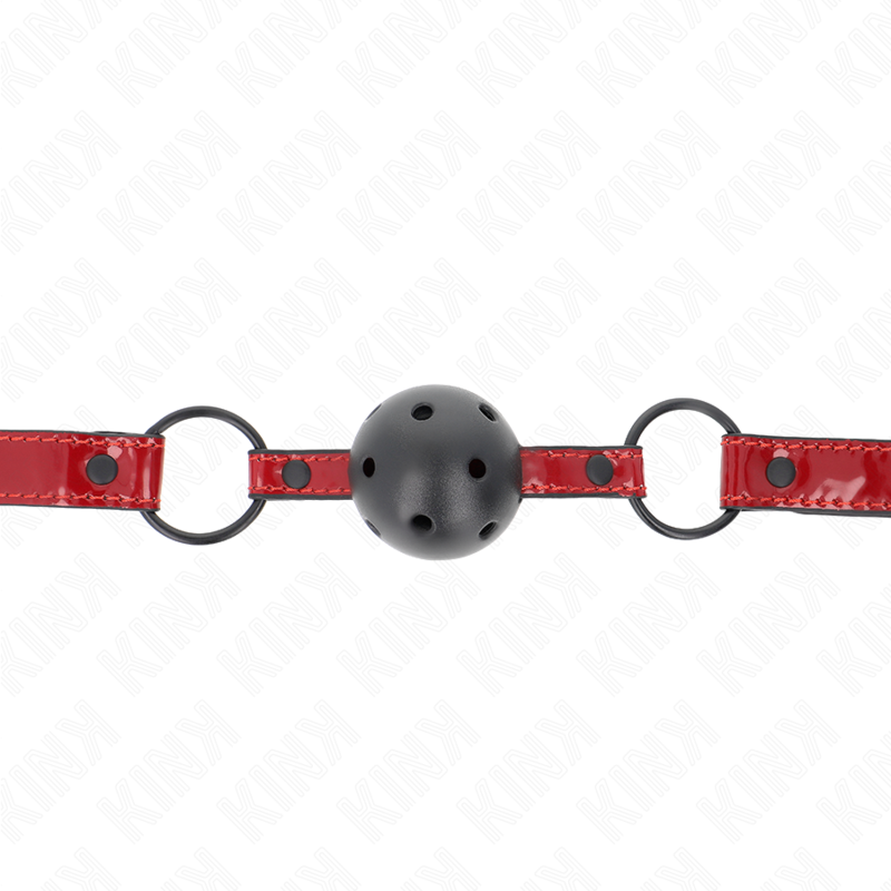 Boule de soumission en cuir brillant ajustable — KINK COLLAR & GAG