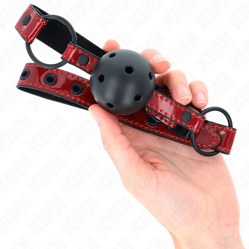 Boule de soumission en cuir brillant ajustable — KINK COLLAR & GAG