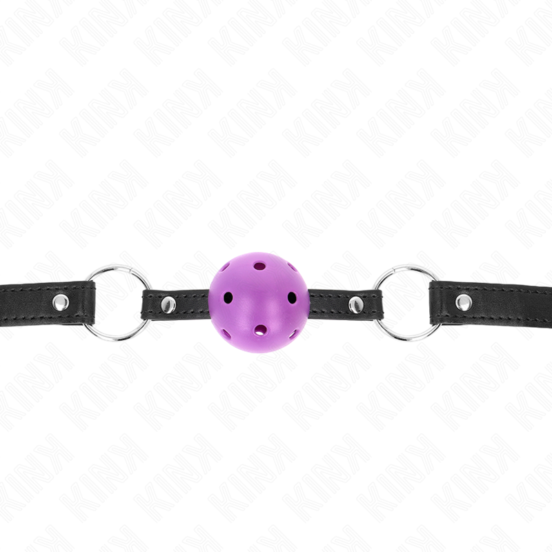 Gag boule dure creuse violette 4,5 cm avec lanière — KINK COLLAR & GAG
