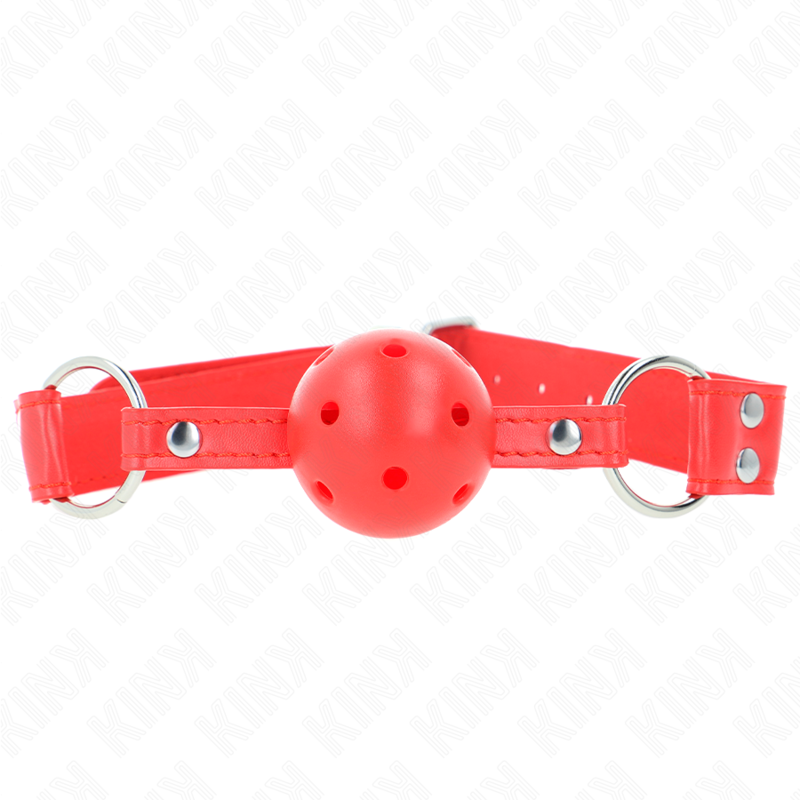 Bâillon à boule dure creux rouge — KINK COLLAR & GAG